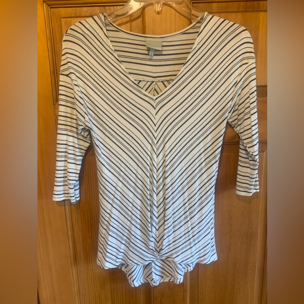 Navy Striped Small 3/4 Sleeve Top